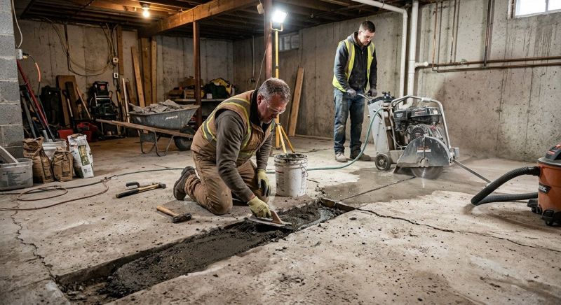 Cracked Basement Floor Repair in Dayton, TN